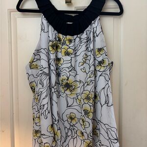 Cato Floral Halter Neck Blouse - White and Yellow